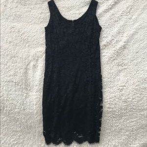Ann Klein II Black Lace Dress w/ Sheer Slip